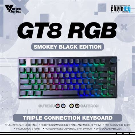 Jual Vortex Series GT8 / GT-8 Smokey RGB Hotswap Mechanical Gaming Keyboard di Seller Chemicy ...