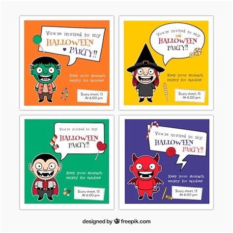 Premium Vector | Collection of funny halloween cards