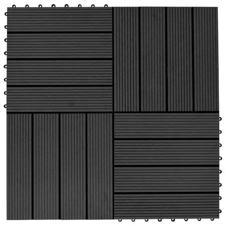 Vidaxl 11 pcs Decking Tiles WPC 11.8inchx11.8" 1 sqm Black, Multicolor ...