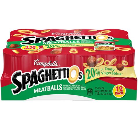 Campbell's SpaghettiOs Canned Pasta with Meatballs, 15.6 oz. Can, Pack of 12 - Walmart.com ...