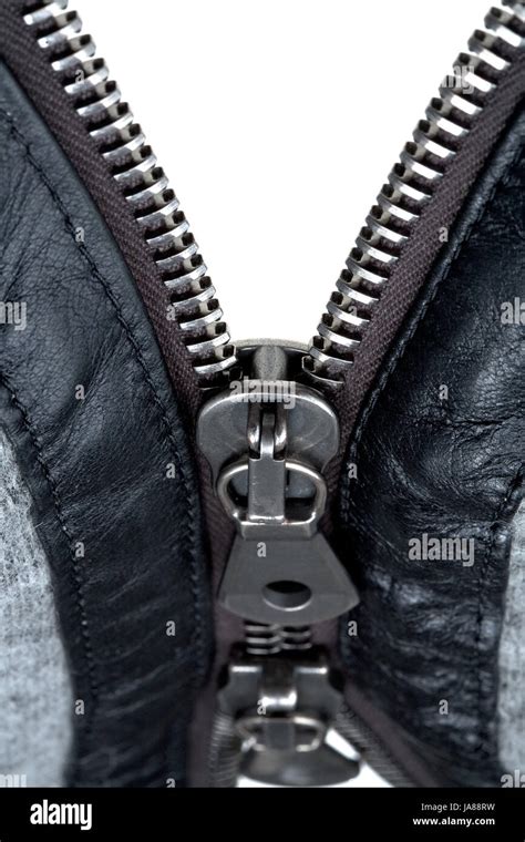 metal double zipper lock in unzip wool jacket. close-up Stock Photo - Alamy