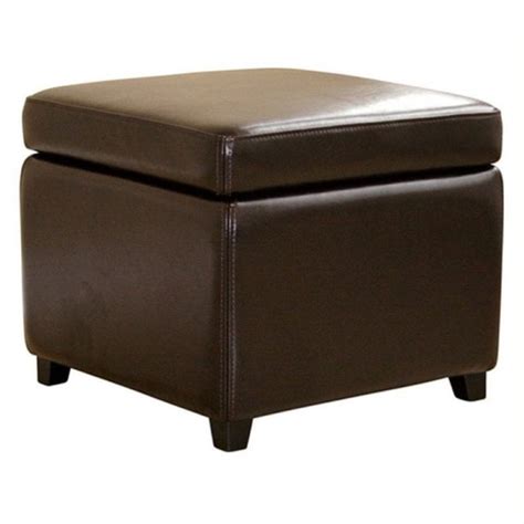 Pemberly Row Square Leather Storage Ottoman in Dark Brown - Walmart.com