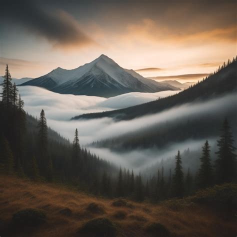 Premium Photo | Foggy mountain landscape