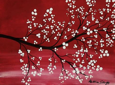 Japanese painting cherry blossom - glue resist and wash lessons | Cherry blossom watercolor ...