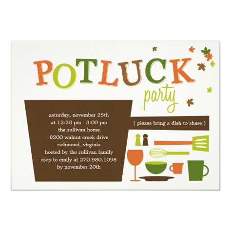 Thanksgiving Potluck Party Invitation | Zazzle