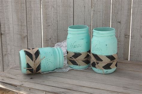 Chevron and burlap mason jars - The Vintage Artistry