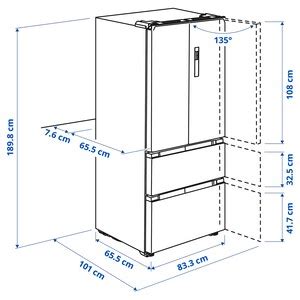 VINTERKALL French door fridge/freezer, IKEA 700 freestanding/stainless steel, 336/131 l - IKEA