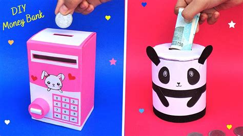 How to make Coin Bank with Cardboard Box & Roll/Best out of waste/DIY 2 Cute Money Storage Box ...