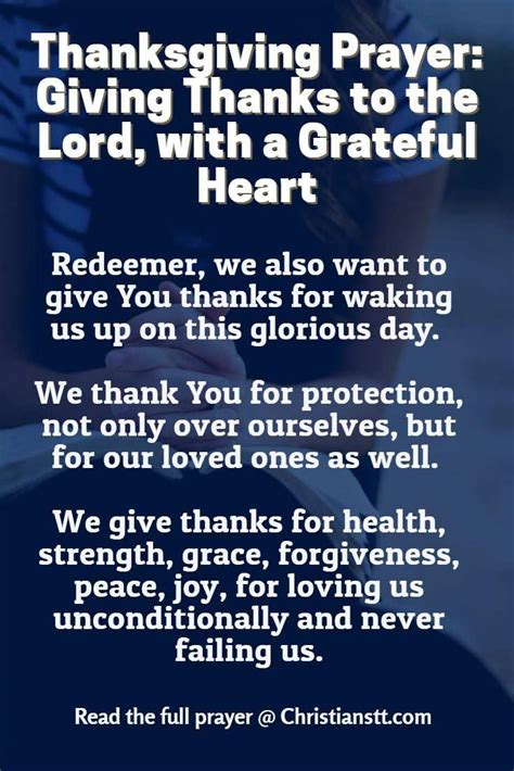 Thanksgiving Prayer: Giving Thanks to the Lord, with a Grateful Heart ...