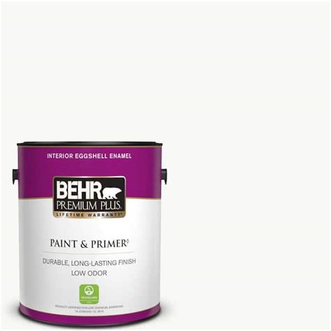 BEHR PREMIUM PLUS 1 gal. Ultra Pure White Eggshell Enamel Low Odor ...