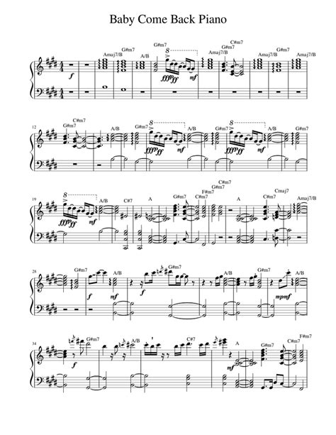 Baby Come Back Piano Sheet music for Piano (Solo) | Musescore.com