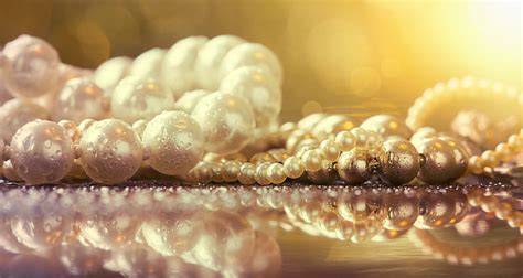 Pearls, kewel, pearl, necklace, golden, white, HD wallpaper | Peakpx