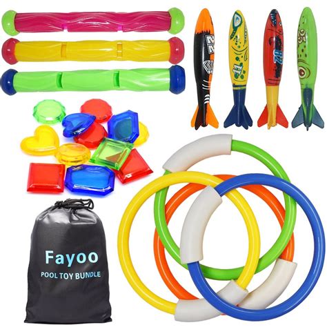 Fayoo 23 Pack Underwater Swimming/Diving Pool Toys Diving Rings(4 Pcs ...