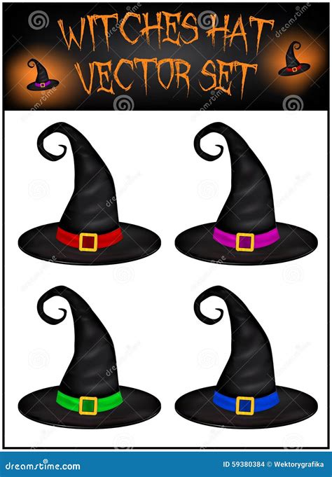 Vector Set of Halloween Realistic Witches Hat. Illustration Isolated on ...