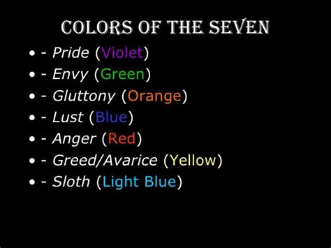 Image result for seven deadly sins colors | Seven deadly sins, Book writing tips, Writing a book