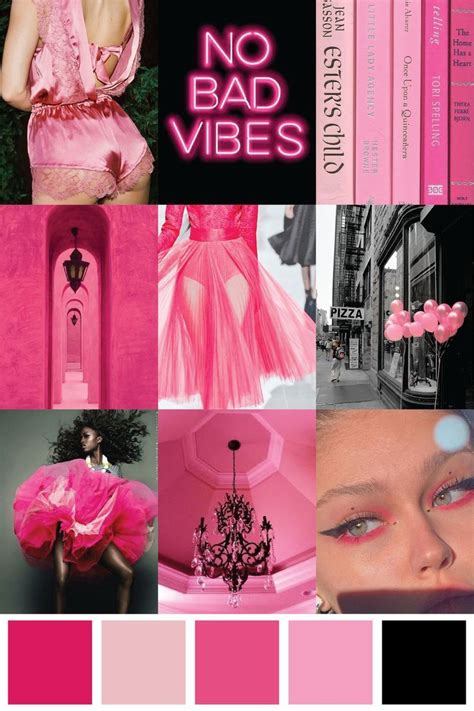 Black Pink Fashion Mood Board Editorial | Brand colors inspiration ...