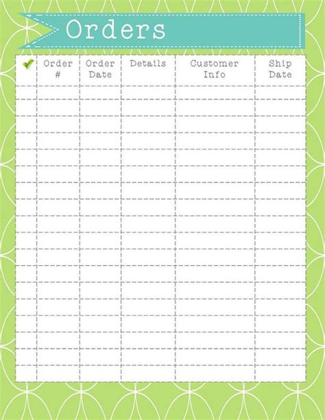 Order Form Printable, INSTANT DOWNLOAD, Order Organization Printables Etsy Business Helps, Order ...