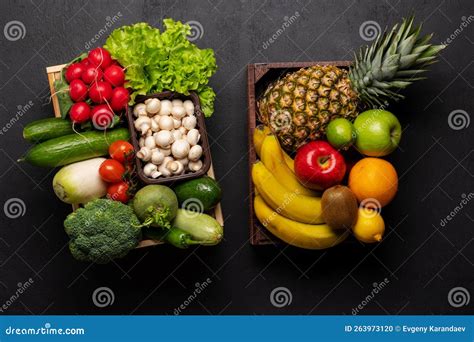 Wooden Boxes Full of Healthy Food Stock Photo - Image of orange, cucumber: 263973120