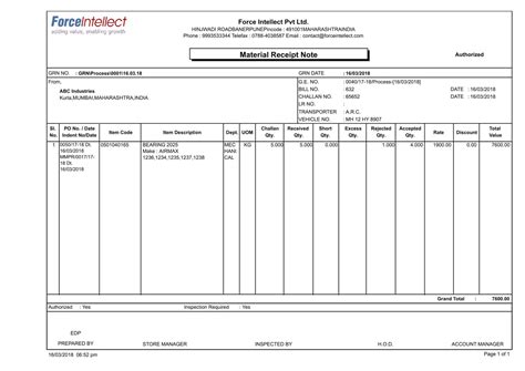 Goods Received Note | Goods Receipt Note | GRN Format