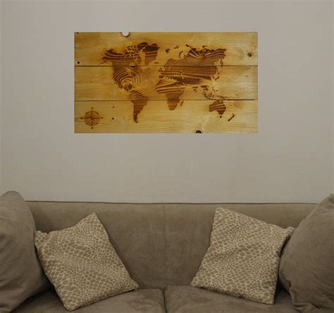 World Map solid wood, wall Art reclaimed wood, world globe, rustic home ...