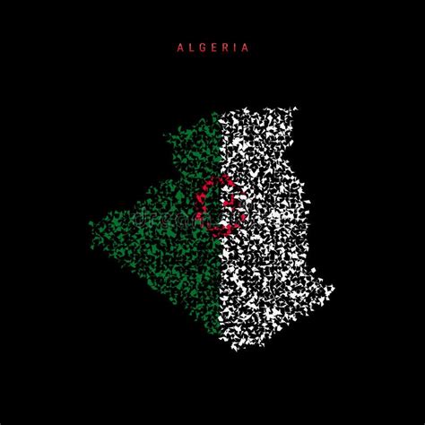 Algeria Flag Map, Chaotic Particles Pattern in the Algerian Flag Colors ...