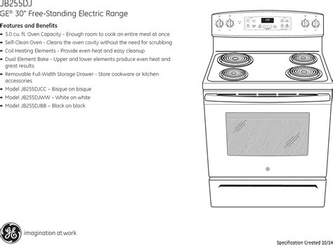 GE JB255DJ1BB User Manual ELECTRIC RANGE Manuals And Guides 1506429L