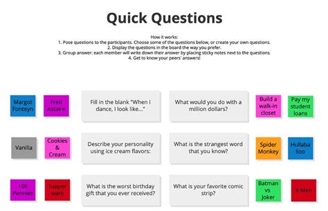 Quick Question Template | Ice breakers, This or that questions, Quick ice breakers