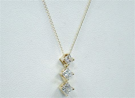 14K YELLOW GOLD ZALES DIAMOND PENDANT 1.00 CTTW 14K 16" NECKLACE 3 ...