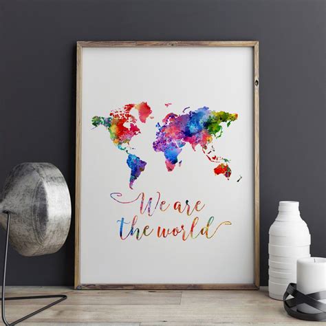 World Map Watercolor Poster - We Are The World - Travel Bible Shop
