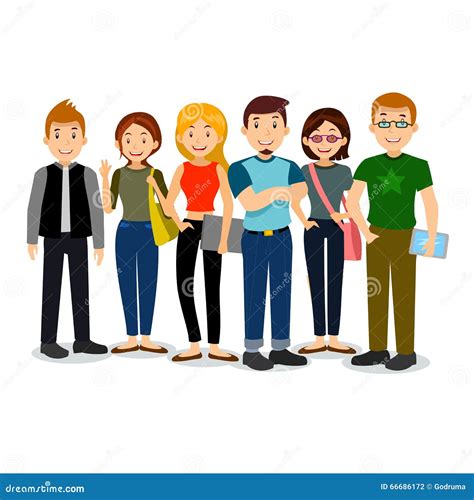 Set of Diverse College or University Students. Vector Group of Students ...