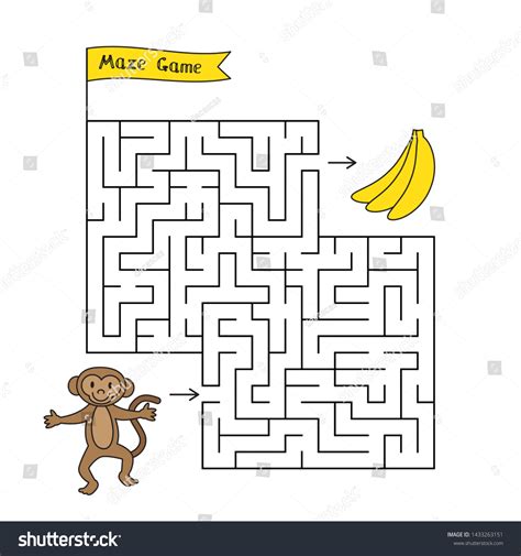 Cartoon Monkey Maze Game Funny Game Stock Illustration 1433263151 ...