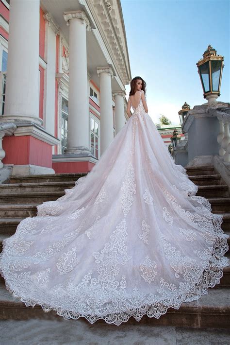 Luxury Wedding Dresses Ball Gown Sweep Train Sexy Lace Beautiful Big B – Anna PromDress