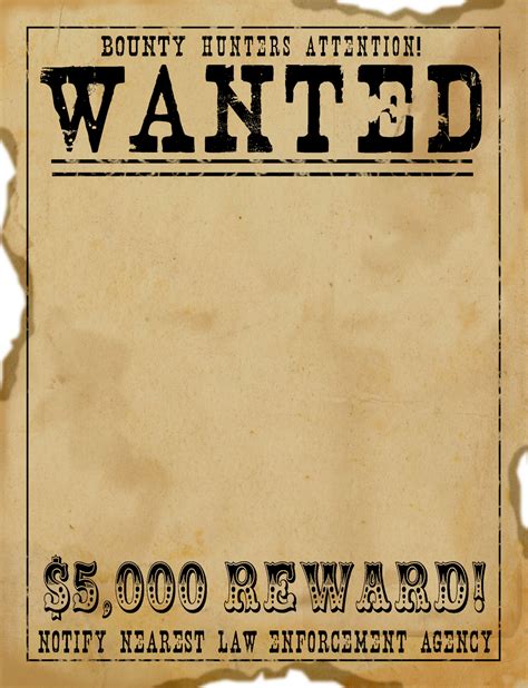 Wanted Poster Template - Wild West Theme