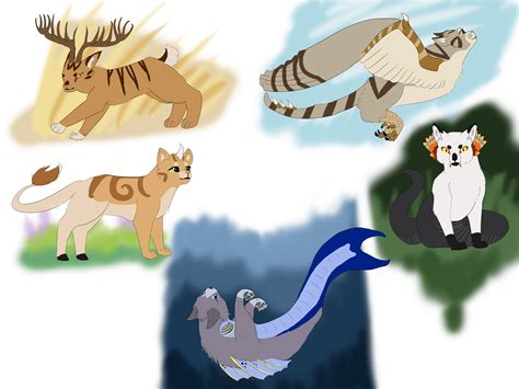 My take on a Mythological AU! (Featuring: Firestar, Onestar, Leafstar, Mistystar, and Blackstar ...