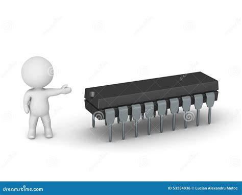 3D Character Showing Microchip Stock Illustration - Illustration of ...