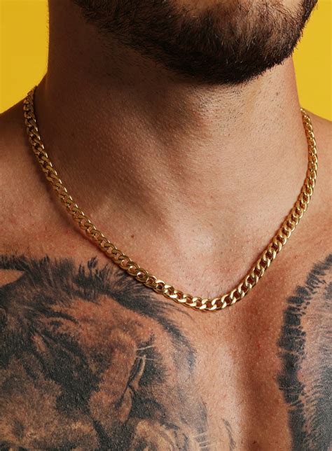 7mm gold curb chain necklace for Men / Mens Jewelry Gold | Etsy