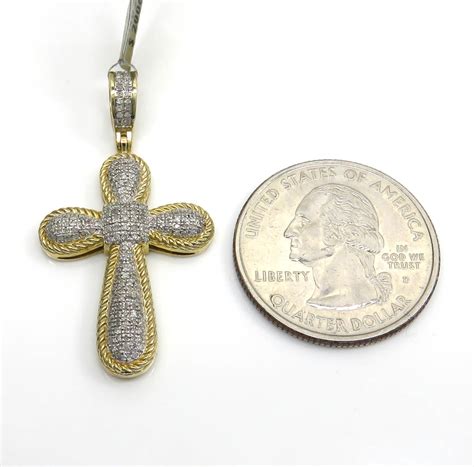 Buy 10k Two Tone Medium Diamond Bubble Cross 0.32ct Online at SO ICY JEWELRY