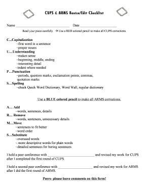 Arms And Cups Checklist Pdf - Fill Online, Printable, Fillable, Blank ...