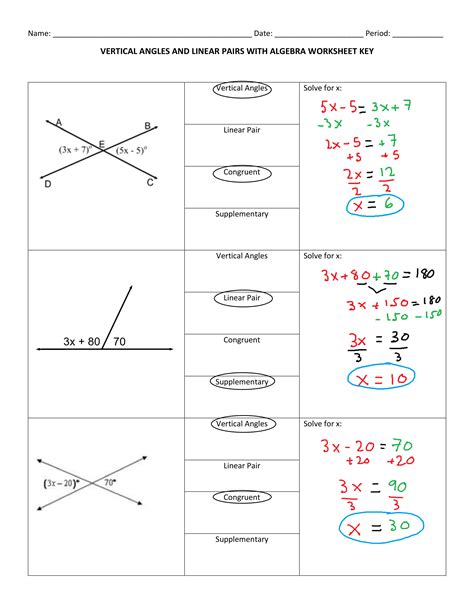 Vertical Angles And Linear Pairs Worksheet Pdf - Angleworksheets.com