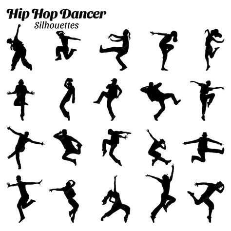 Premium Vector | Hip hop dancer silhouette vector illustration set