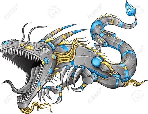 Vector - Robot Cyborg Dragon | Robot animal, Mythical creatures art, Dragon art