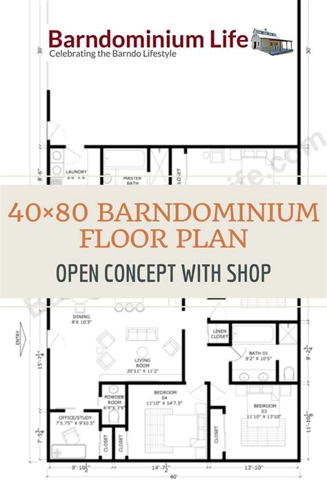 40x80 Barndominium Floor Plans with Shop – What to Consider | Barndominium floor plans, Loft ...