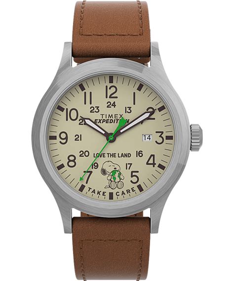 Timex Expedition Scout x Peanuts Take Care 40mm Leather Strap Watch - Timex CA