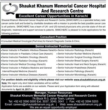 Shaukat Khanum Memorial Cancer Hospital And Research Centre Lahore Jobs ...