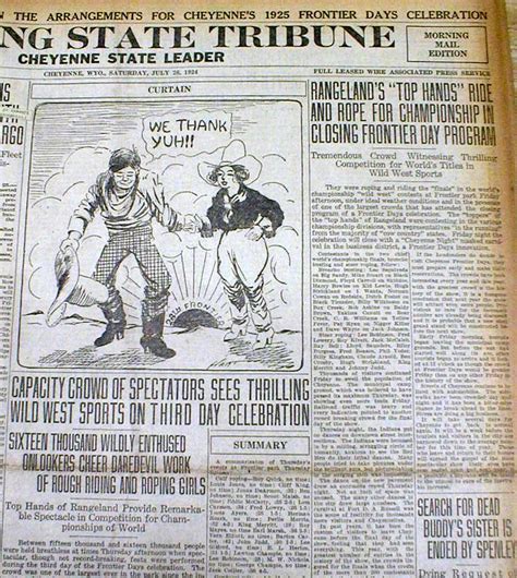 9 BEST 1924 Cheyenne WYOMING newspapers w LOCAL coverage of FRONTIER ...