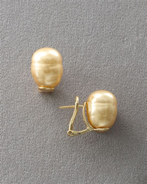 Lyst - Majorica Champagne Pearl Earrings Post Backs in Metallic