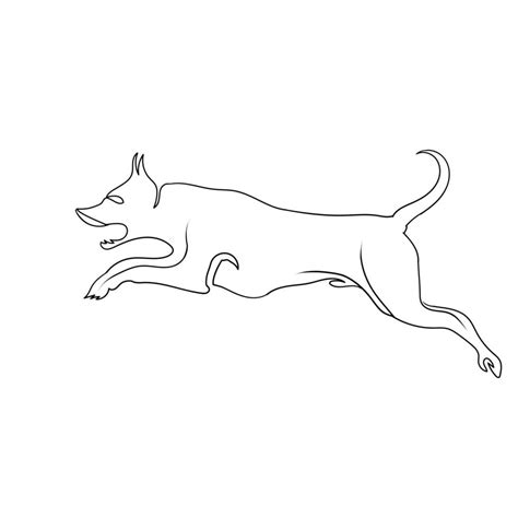 Dog run line art drawing style, the dog sketch black linear isolated on ...