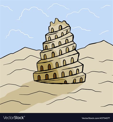 Tower of babel ancient city babylon Royalty Free Vector