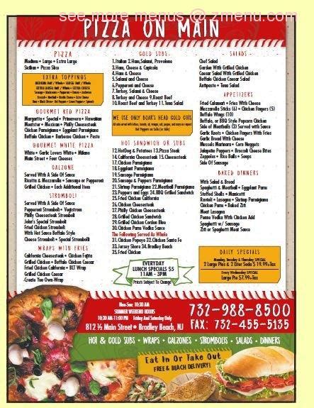 Menu at Rocco's Pizza On Main pizzeria, Bradley Beach, 812 Main St