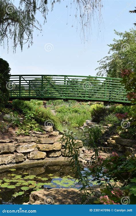 Like Monet s garden bridge stock photo. Image of plant - 230147096